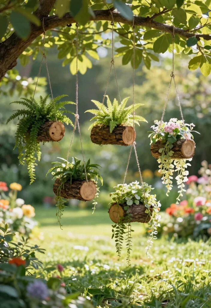 5 Rustic Log Planter Stand Ideas for a Natural Look 5. Hanging Log Planter Displays for Unique Depth 0