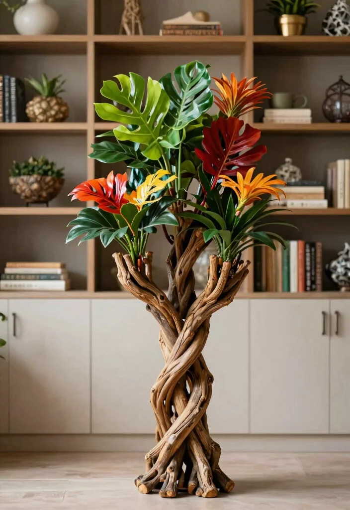 5 Unique Plant Stands That Look Like a Tree Must See 5. The Artistic Twisted Tree Stand 0
