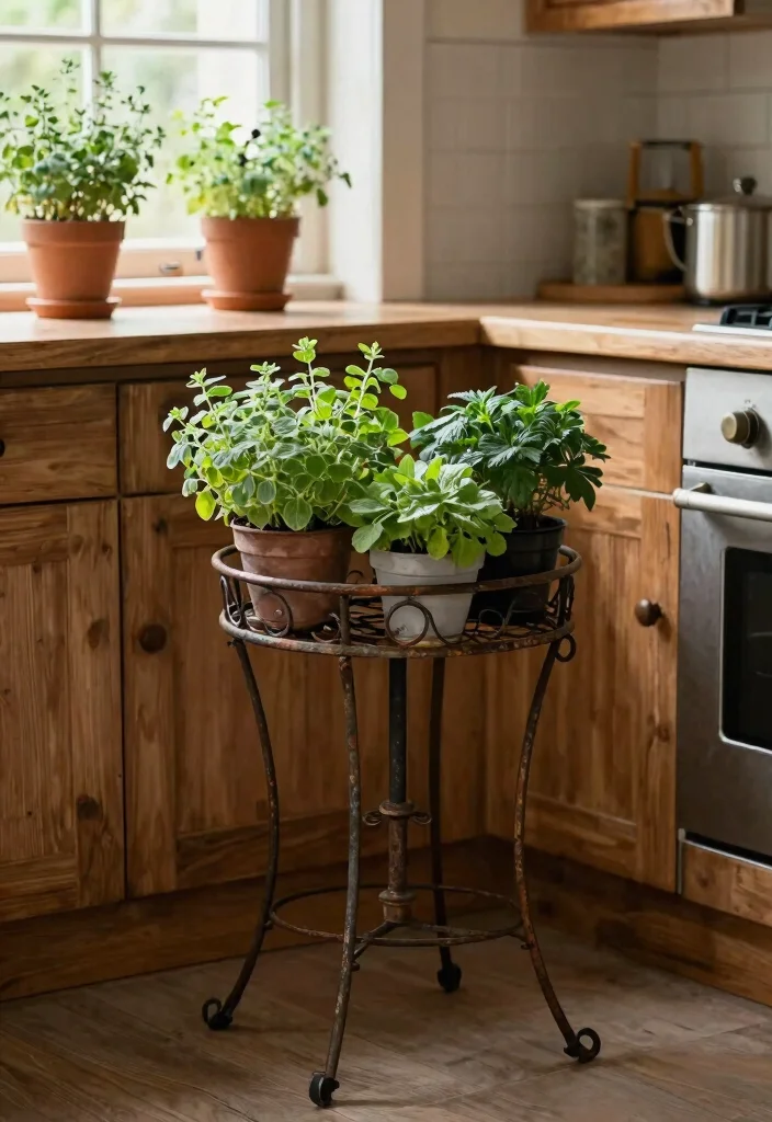 9 Stylish Round Plant Stand Ideas for Any Corner 4. Vintage Round Stand with Patina