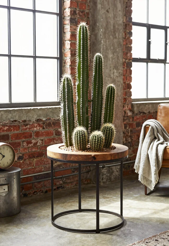 9 Stylish Round Plant Stand Ideas for Any Corner 2. Industrial Chic Round Stand