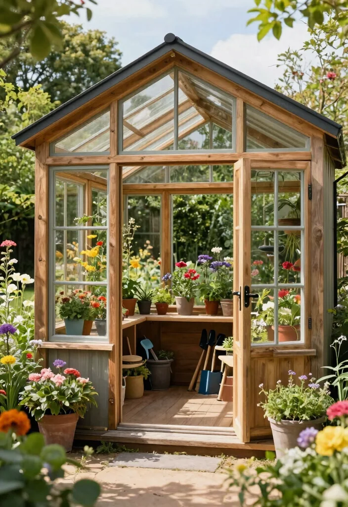 7 Beautiful Garden Shed Window Ideas for Natural Sunlight 1. Large Panoramic Windows for Scenic Views 0