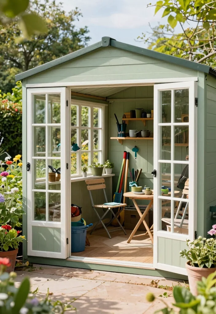 7 Beautiful Garden Shed Window Ideas for Natural Sunlight 6. Multi Panel Folding Windows for Versatility 0