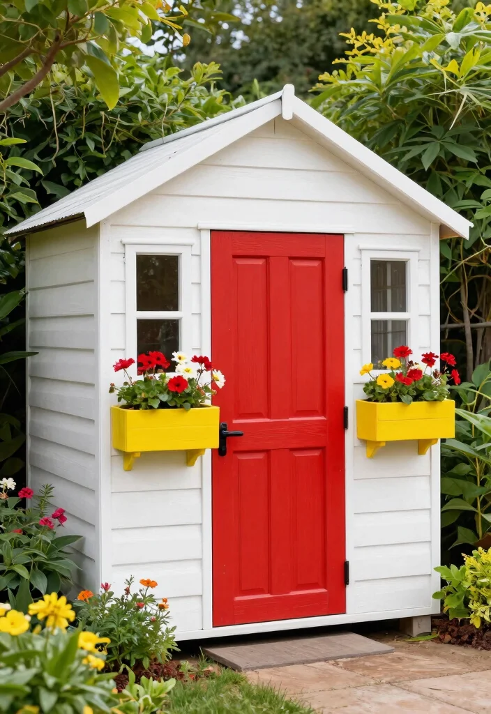 7 Best Garden Shed Paint Ideas for a Fresh New Look 7. Classic White with Colorful Accents 0