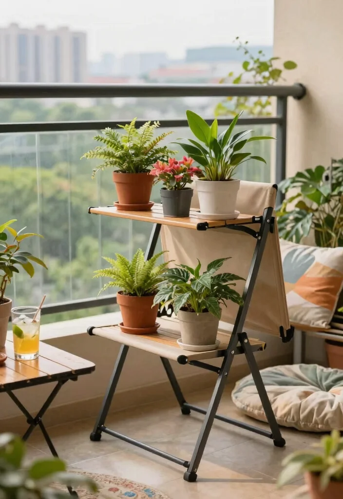 7 Best Plant Stand Bench Ideas for Outdoor Seating 7. Portable Folding Plant Stand Bench 0