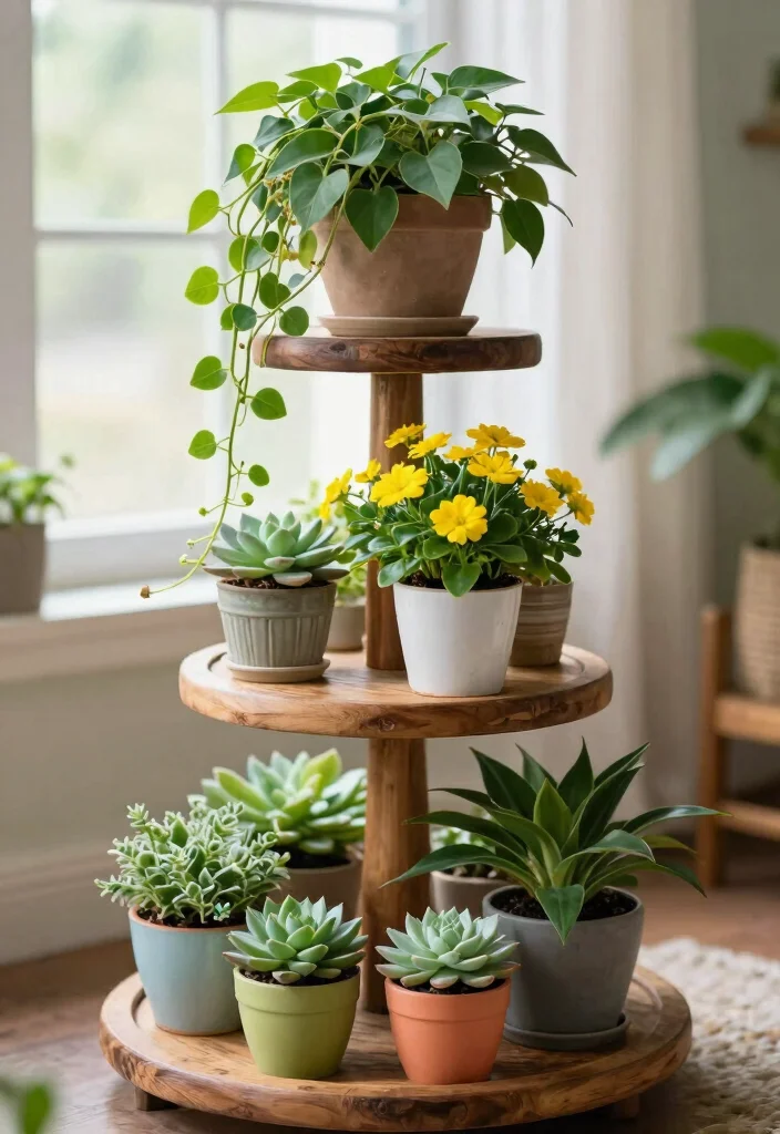 7 Best Table Top Plant Stand Ideas for Desks and Tables 1. Tiered Plant Stands for Vertical Appeal 0