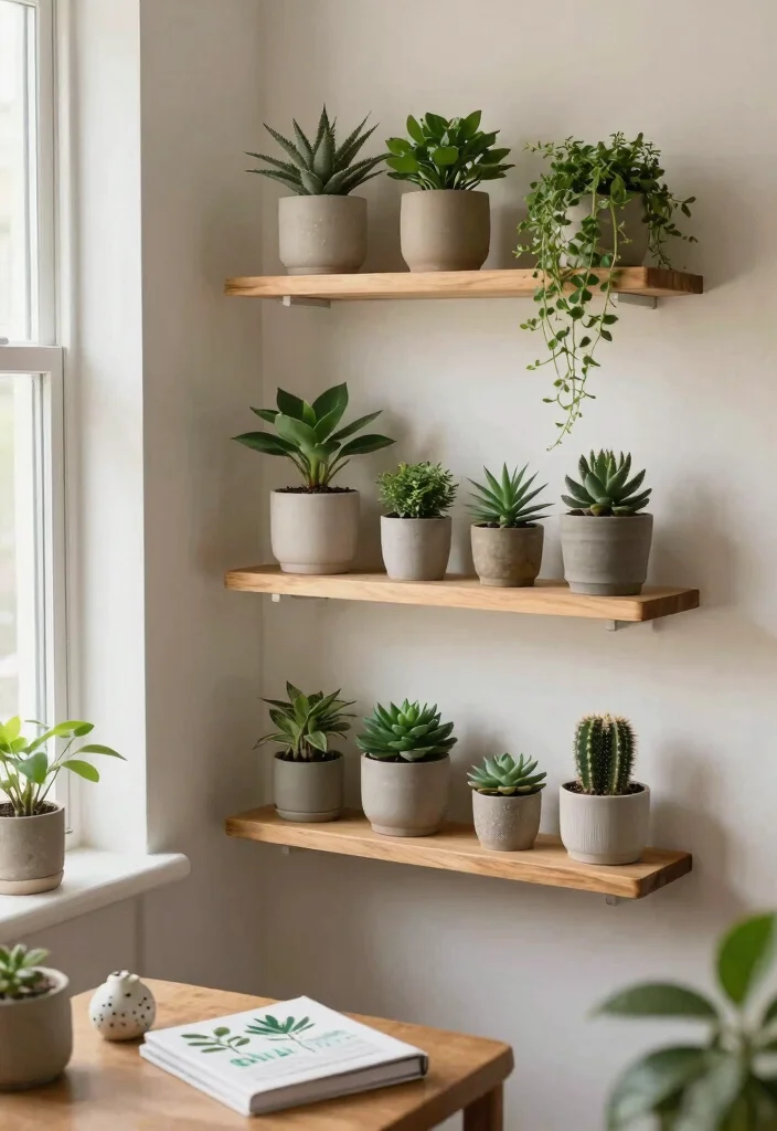 7 Best Table Top Plant Stand Ideas for Desks and Tables 2. Floating Shelves for a Minimalist Look 0