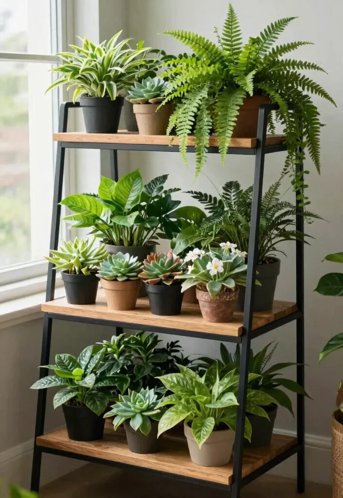 7 Best Table Top Plant Stand Ideas for Desks and Tables 4. Multi Tier Plant Stands for Maximum Display 0