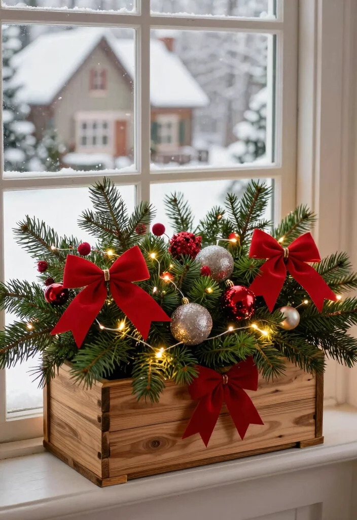 7 Best Winter Outdoor Planter Ideas Window Boxes Style 6. Holiday Spirit with Festive Greens 0
