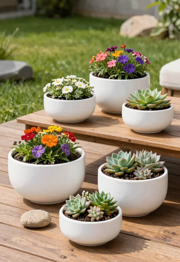 7 Chic Outdoor Bowl Planter Ideas for a Modern Look 1. Elegant White Ceramic Bowls 0
