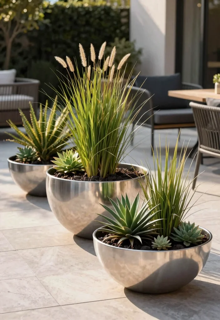 7 Chic Outdoor Bowl Planter Ideas for a Modern Look 3. Sleek Metal Bowls 0