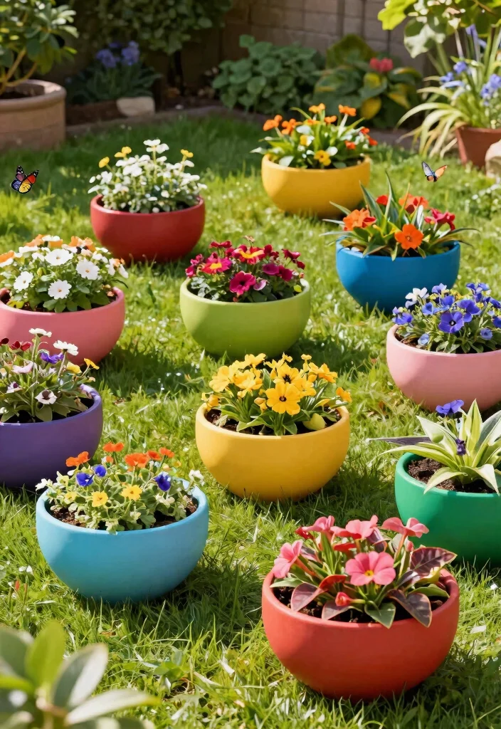 7 Chic Outdoor Bowl Planter Ideas for a Modern Look 4. Colorful Composite Bowls 0
