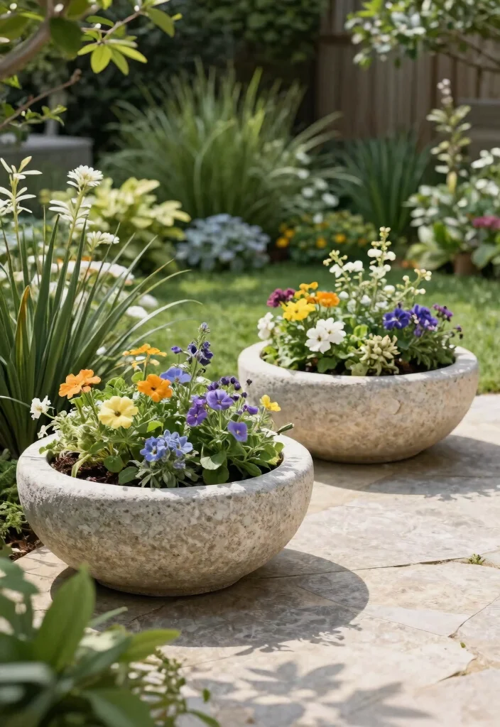 7 Chic Outdoor Bowl Planter Ideas for a Modern Look 6. Textured Stone Bowls 0