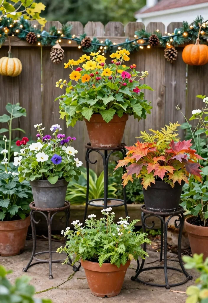 7 Classic Vintage Wrought Iron Plant Stand Ideas for Small Space Gardening 7. Seasonal Displays with Vintage Plant Stands 0