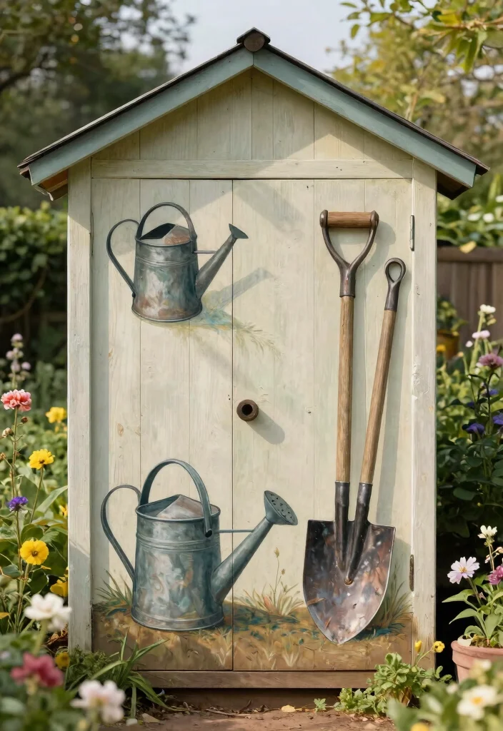 7 Creative Garden Shed Mural Ideas to Add Artistic Flair 3. Vintage Garden Tools 0
