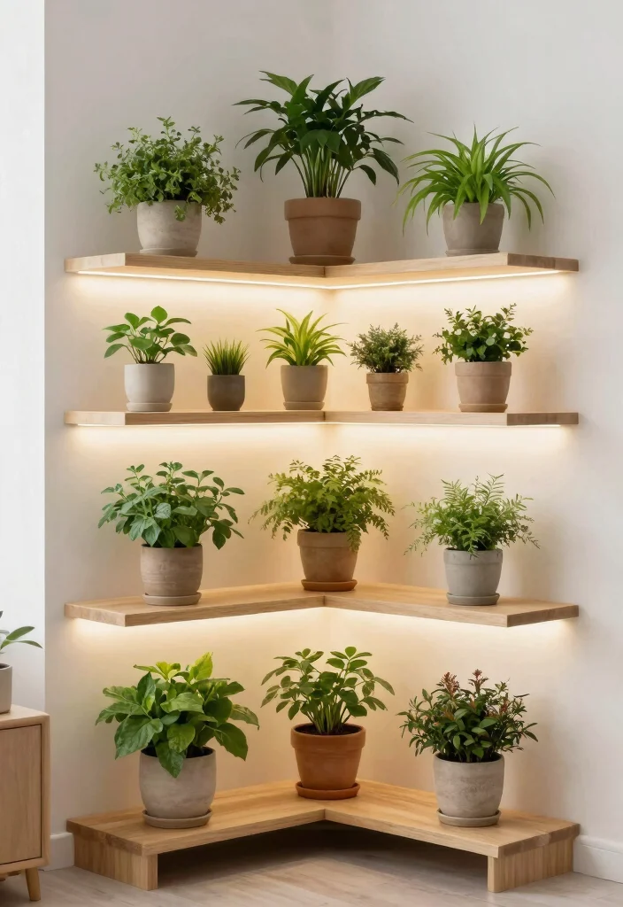7 Efficient 3 Tier Plant Stand Ideas for Your Urban Jungle 4. Corner Shelves for Tiered Plant Displays 0