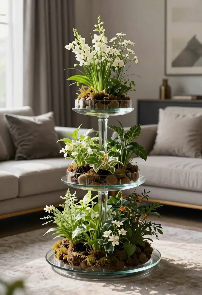 7 Efficient 3 Tier Plant Stand Ideas for Your Urban Jungle 6. Elegant Glass Tiered Stands 0