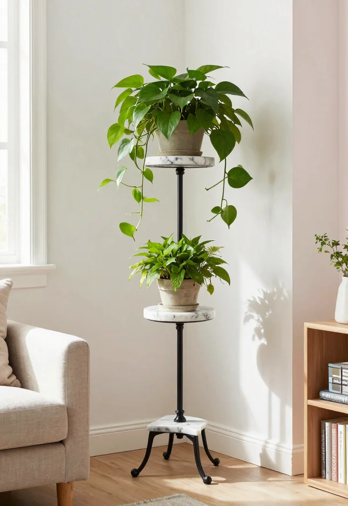 7 Elegant Victorian Marble Top Plant Stand Ideas 1. Classic Corner Elegance 0