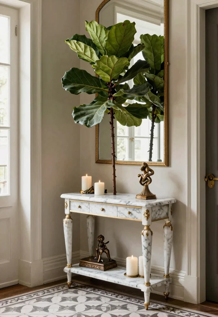 7 Elegant Victorian Marble Top Plant Stand Ideas 2. Grand Entryway Statement 0