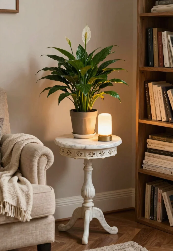 7 Elegant Victorian Marble Top Plant Stand Ideas 3. Cozy Reading Nook 0