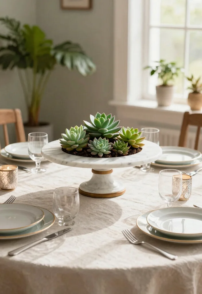 7 Elegant Victorian Marble Top Plant Stand Ideas 4. Dining Room Centerpiece 0