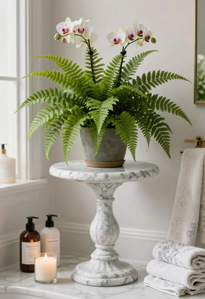 7 Elegant Victorian Marble Top Plant Stand Ideas 5. Bathroom Oasis 0