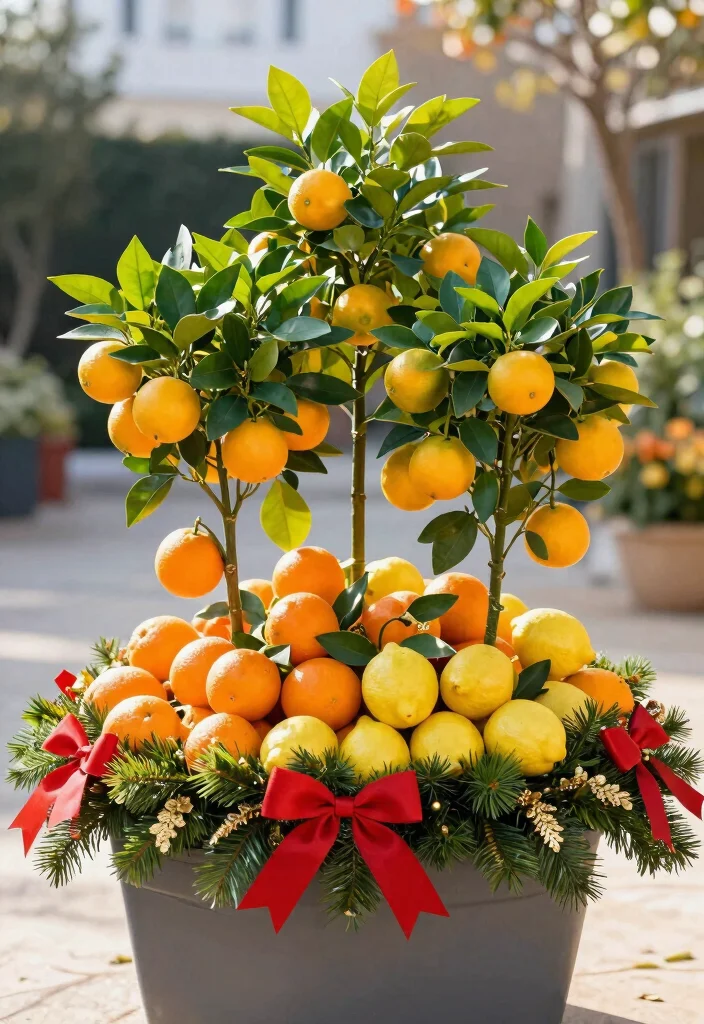7 Festive Winter Planter Ideas for Holiday Cheer 6. Cheerful Citrus 0