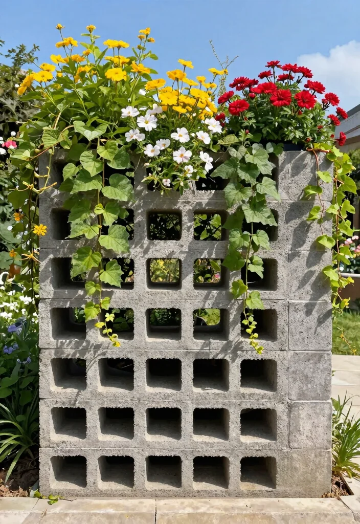 7 Genius Cinder Block Plant Stand Ideas DIY Style 4. Decorative Cinder Block Wall 0