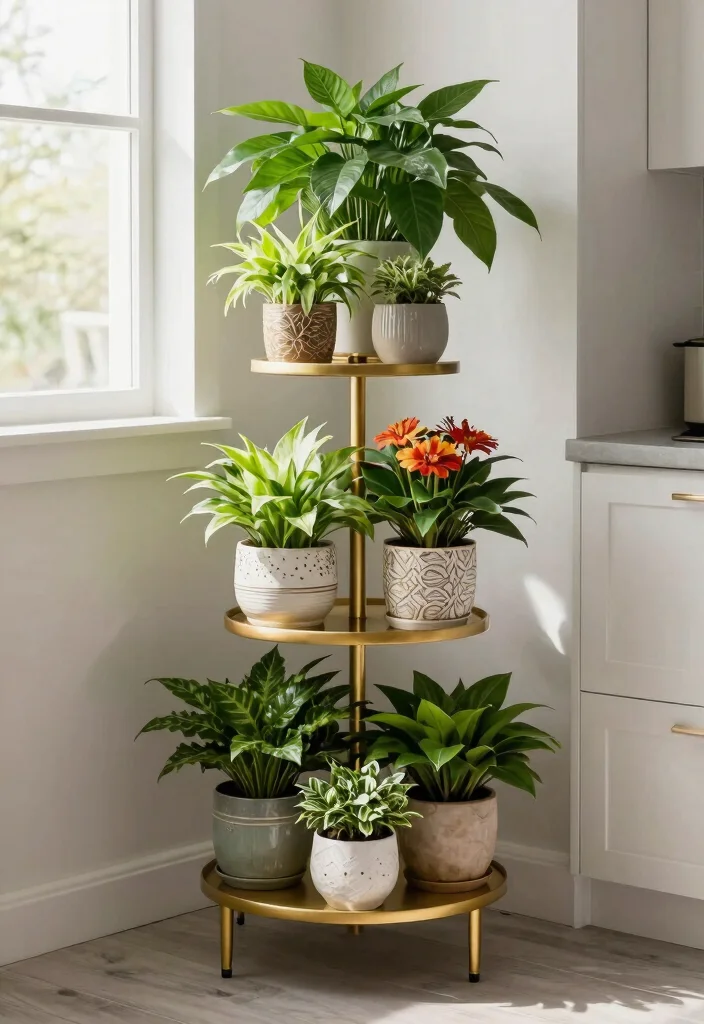 7 Luxury Gold Plant Stand Ideas for a Glamorous Look 3. Multi Tiered Gold Plant Stand 0