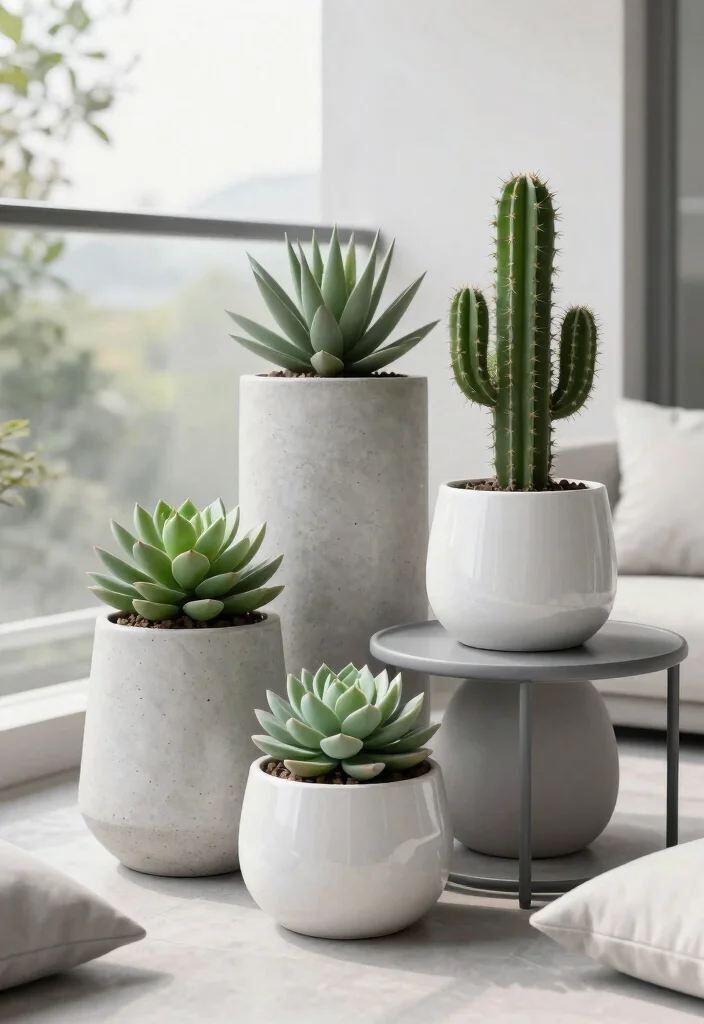 7 Realistic Outdoor Faux Planter Ideas Easy Style 1. Chic Minimalist Planters 0