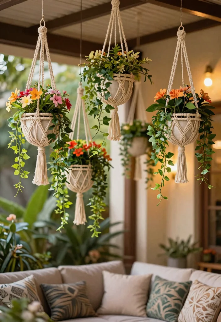 7 Realistic Outdoor Faux Planter Ideas Easy Style 3. Hanging Faux Planters 0