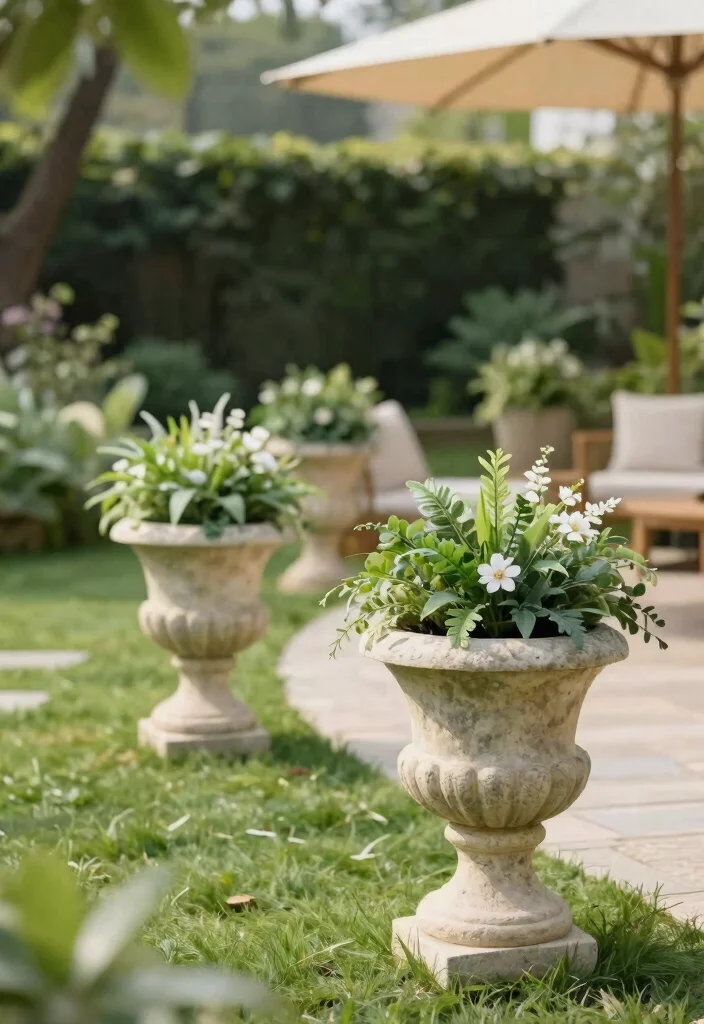 7 Realistic Outdoor Faux Planter Ideas Easy Style 6. Decorative Stone Planters 0