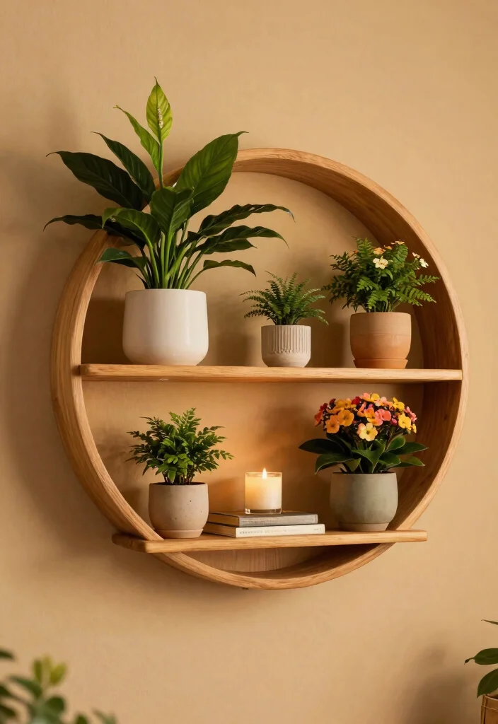 7 Sleek Half Moon Plant Stand Ideas for Wall Display 2. Wooden Half Moon Plant Shelf 0