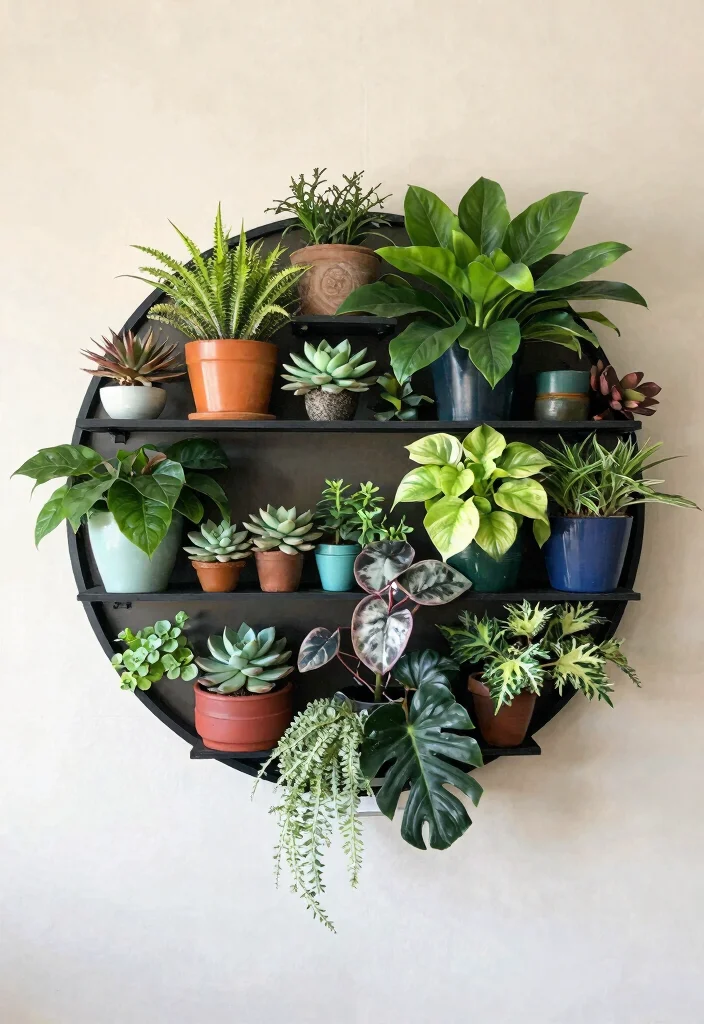 7 Sleek Half Moon Plant Stand Ideas for Wall Display 4. Tiered Half Moon Plant Display 0