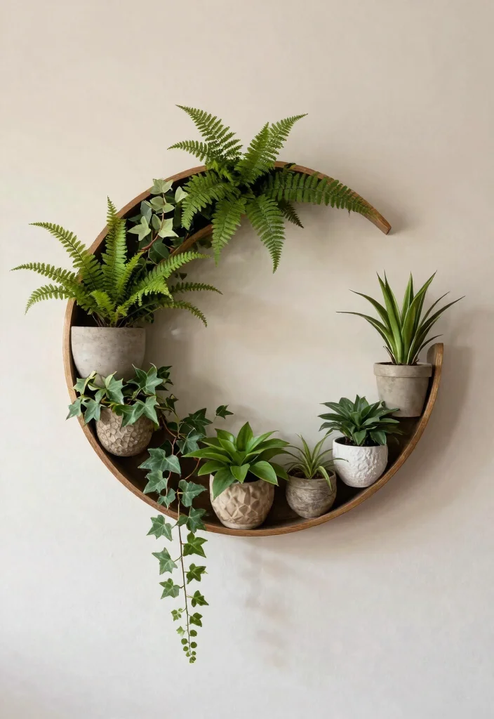 7 Sleek Half Moon Plant Stand Ideas for Wall Display 5. Artistic Half Moon Plant Frame 0