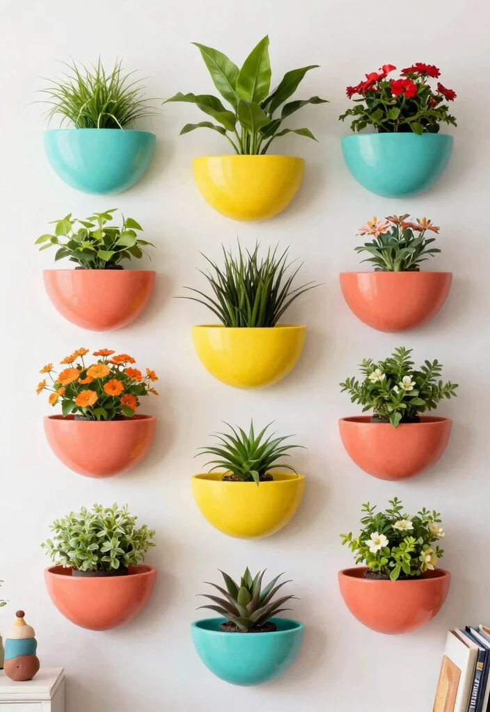 7 Sleek Half Moon Plant Stand Ideas for Wall Display 6. Colorful Half Moon Plant Holder 0
