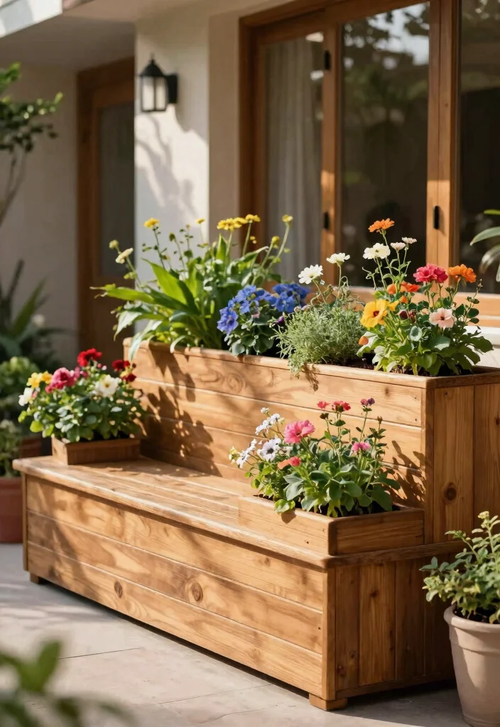 7 Sleek Tall Planter Ideas for Outdoor Entrance Designs 2. Elevated Wooden Garden Planters 0