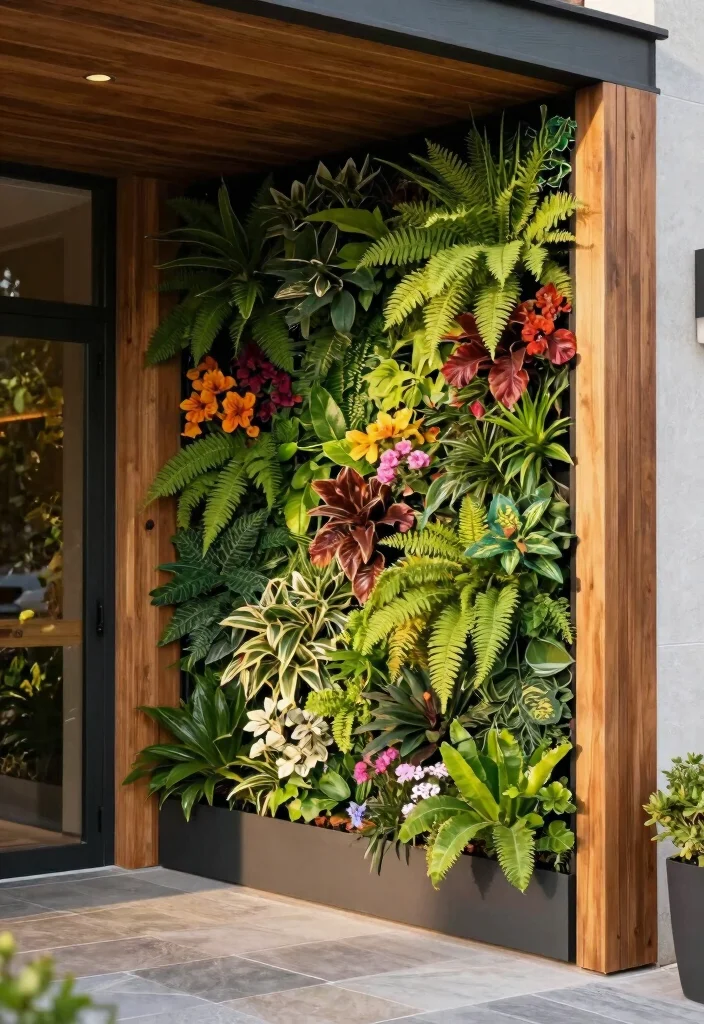 7 Sleek Tall Planter Ideas for Outdoor Entrance Designs 3. Vertical Living Walls 0