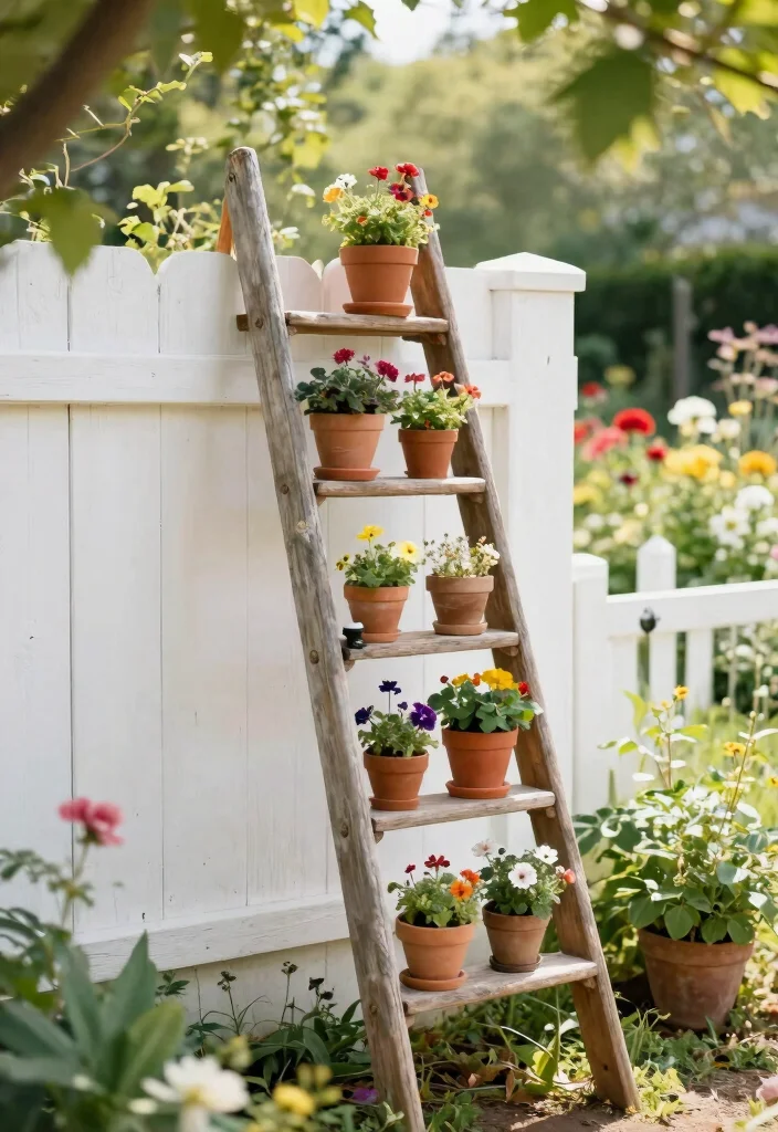 7 Smart DIY Candle Holder Plant Stand Ideas to Try 1. Rustic Wooden Ladder Plant Stand 0