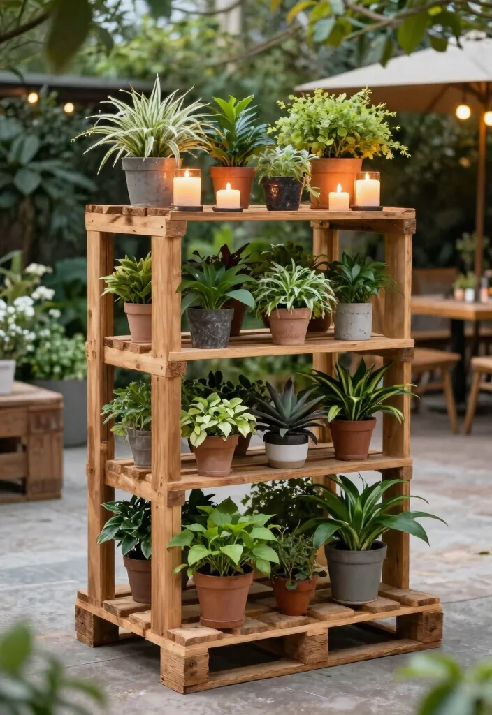 7 Smart DIY Candle Holder Plant Stand Ideas to Try 5. Pallet Plant Stand with Candle Holders 0