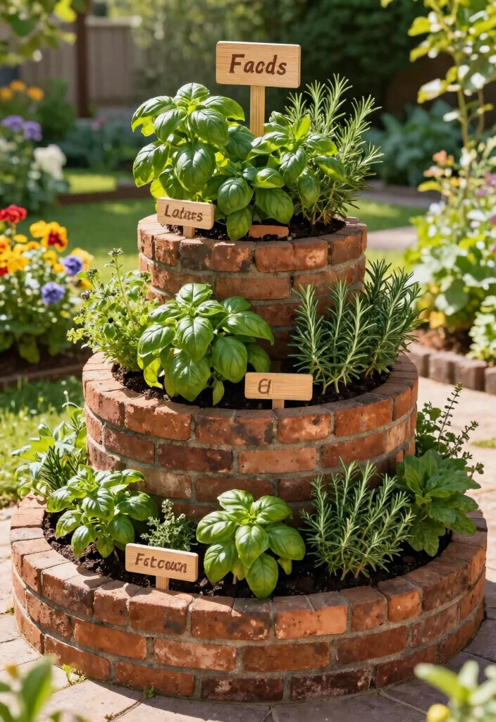 7 Timeless Outdoor Brick Planter Ideas That Last 3. DIY Brick Herb Spiral 0