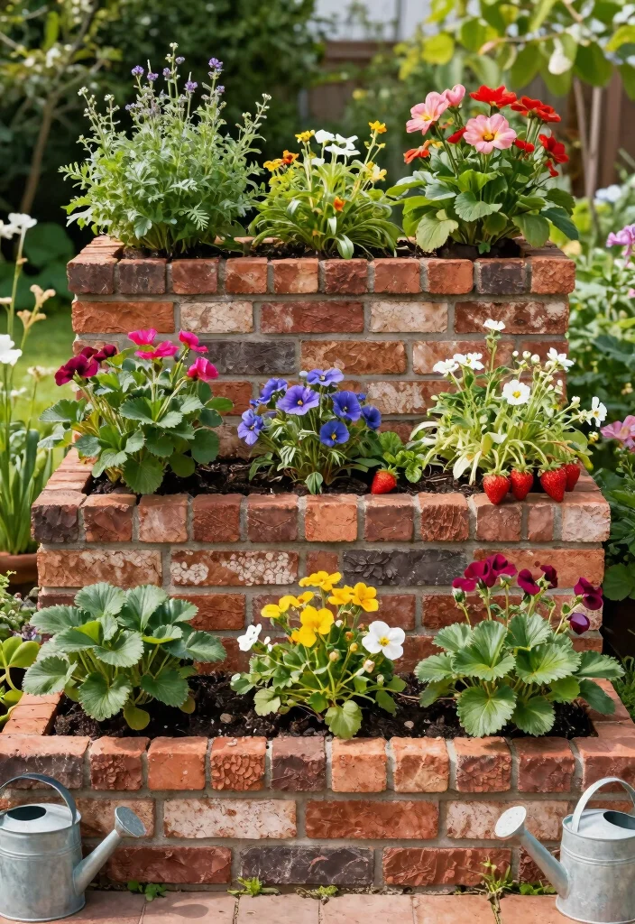 7 Timeless Outdoor Brick Planter Ideas That Last 6. Multi tiered Brick Planters 0