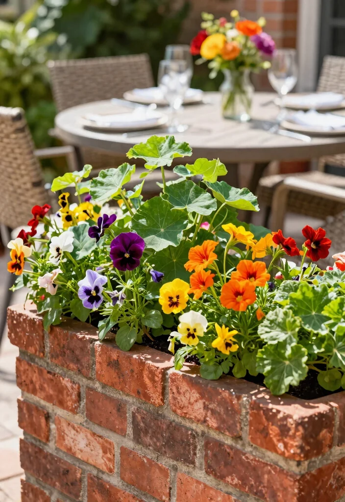 7 Timeless Outdoor Brick Planter Ideas That Last 7. Edible Flower Brick Planters 0