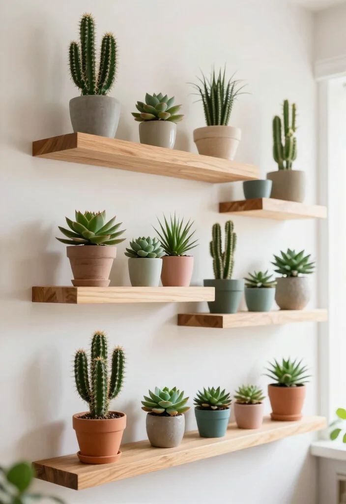 7 Unique Cactus Plant Stand Ideas Desert Style 4. Floating Plant Shelves 0