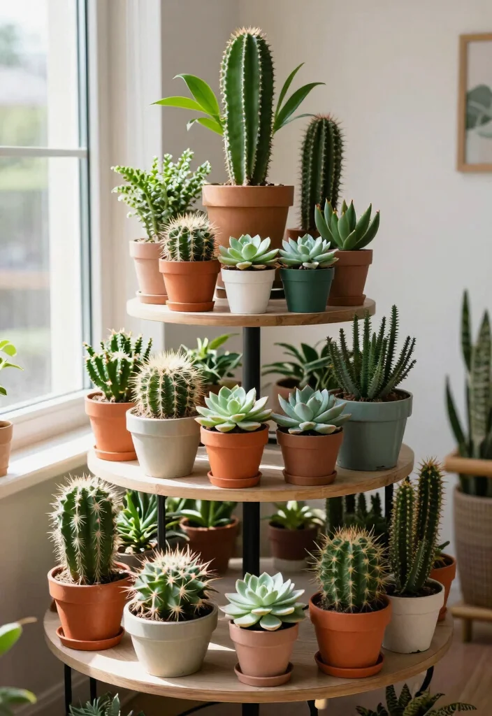 7 Unique Cactus Plant Stand Ideas Desert Style 5. Multi tiered Plant Stand 0