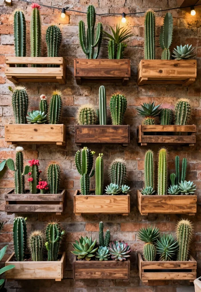7 Unique Cactus Planter Ideas Outdoor Desert Style 2. Vertical Wall Mounted Cactus Planters 0