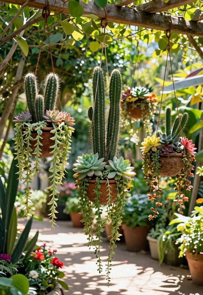 7 Unique Cactus Planter Ideas Outdoor Desert Style 4. Hanging Cactus Planters 0