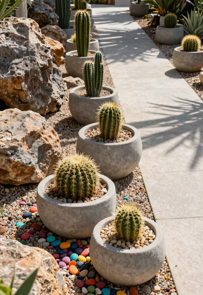 7 Unique Cactus Planter Ideas Outdoor Desert Style 6. Stone and Concrete Cactus Planters 0