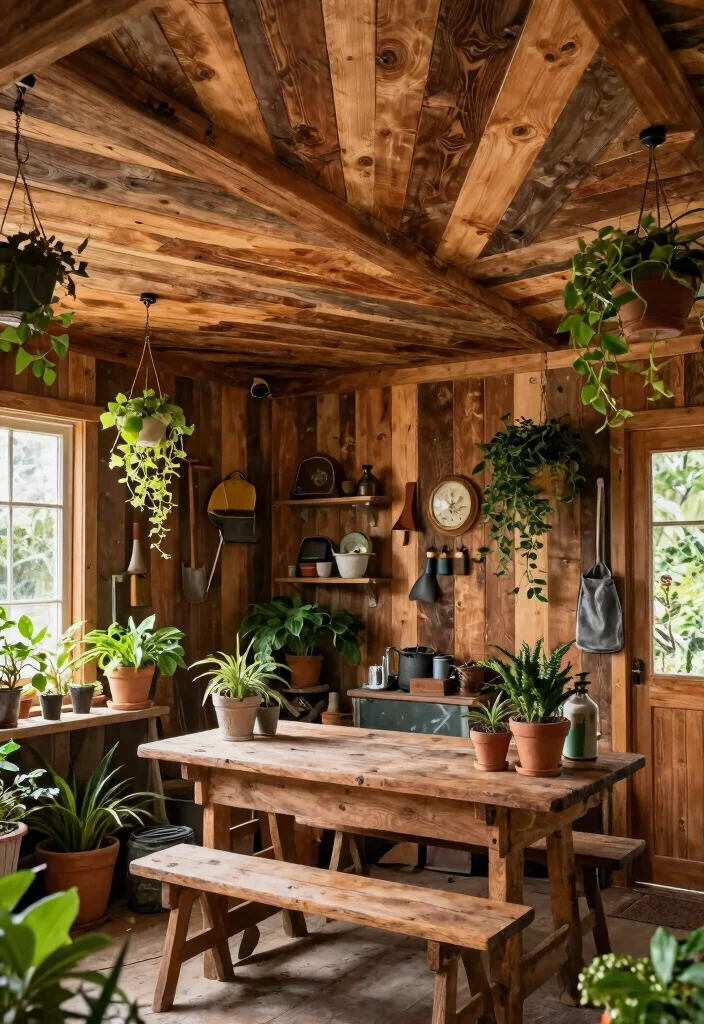 7 Unique Garden Shed Ceiling Ideas for a Finished Look 5. Reclaimed Ceiling Panels 0