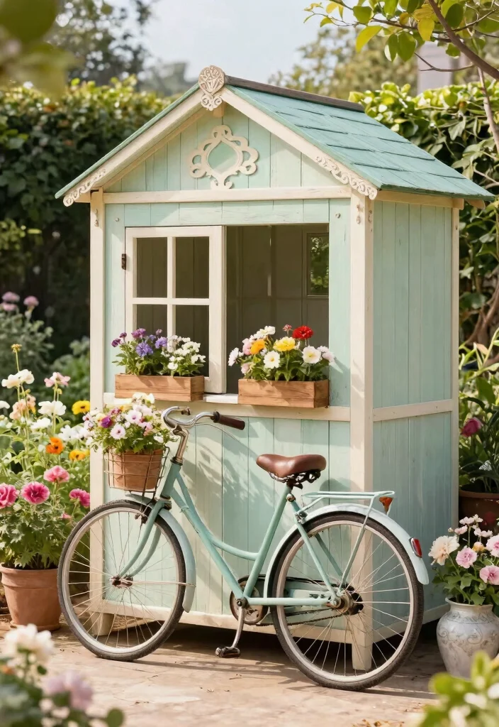 7 Unique Garden Shed Model Ideas: Custom Builds for Eco-Friendly Gardening 2 7 Unique Garden Shed Model Ideas Custom Builds for Eco Friendly Gardening 2. Vintage Chic Shed 0