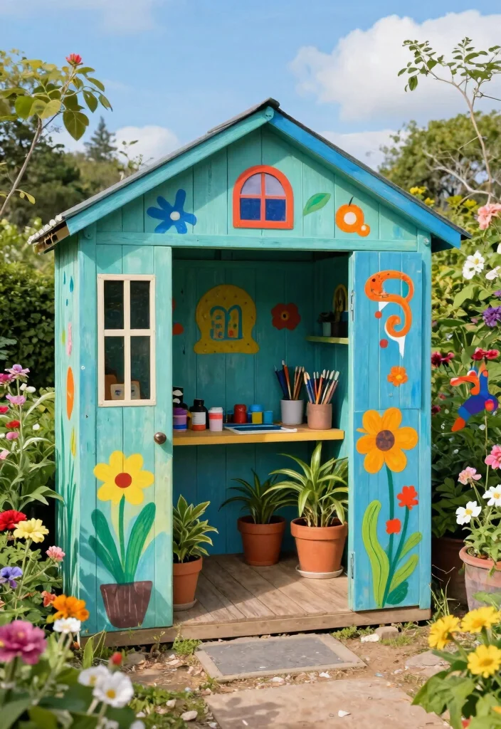 7 Unique Garden Shed Model Ideas: Custom Builds for Eco-Friendly Gardening 46 7 Unique Garden Shed Model Ideas Custom Builds for Eco Friendly Gardening 6. Artistic Expression Shed 0